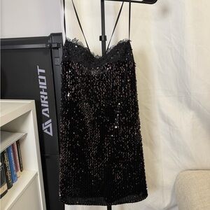 Free People Black Sequin Mini Dress